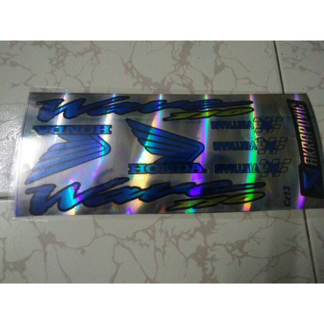 Bộ tem Wave 110 phản quang màu xanh