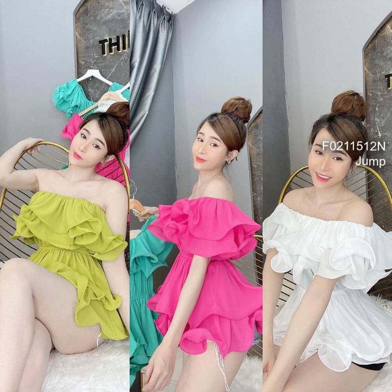 Jump voan tầng ngực phối bèo trễ vai!