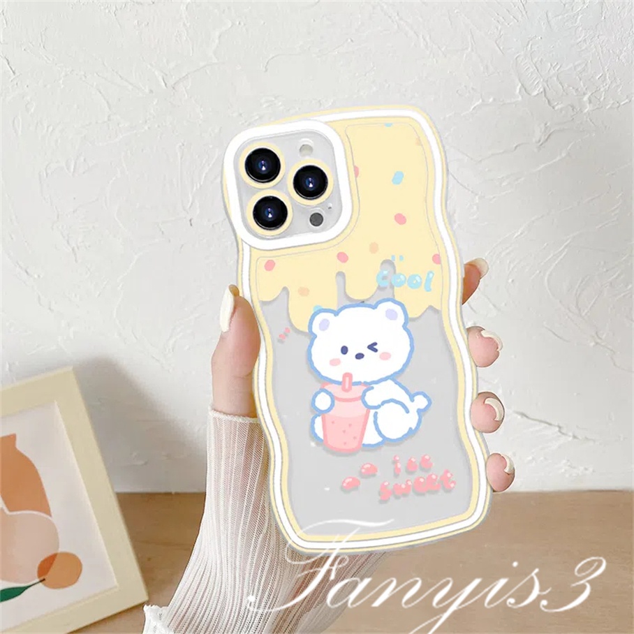 Ốp Điện Thoại TPU Mềm Hình Gấu Uống Trà Sữa Cho iPhone 14 13 12 11 Pro Max X XR Xs Max 8 7 6 6s Plus SE 2020