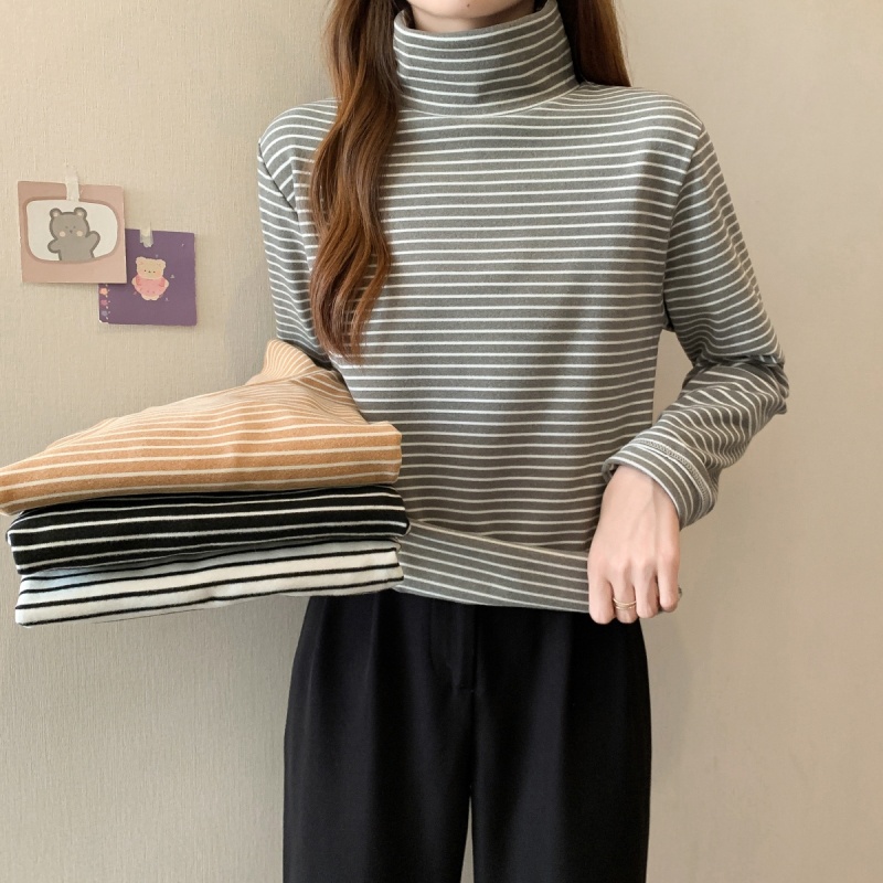 Áo thun SUXI tay dài cổ cao phong cách Hàn Quốc