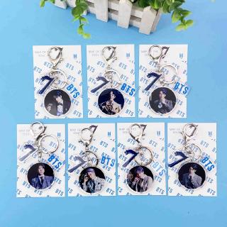 BTS Keychain pendant bulletproof Youth League new album map of the soul: 7 jewelry key ring hanging chain key chain transparent pendant student