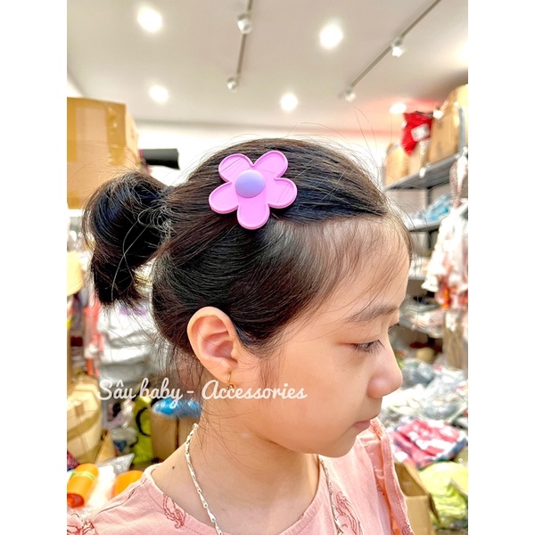 Kẹp tóc hình bông hoa nhựa ngọt ngào phong cách Hàn Quốc cho bé