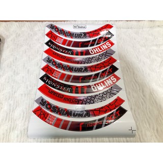 Tem dán vành xe máy, Winner, Winner X, Exciter Full 2 Bánh MS 092 Đỏ Đen