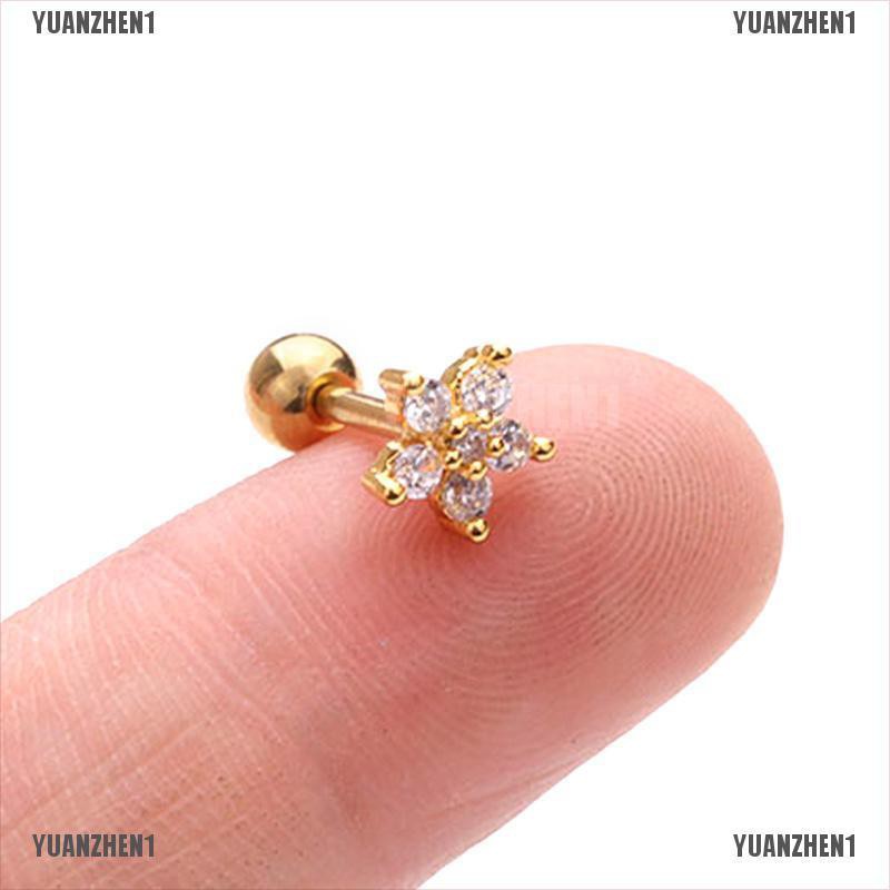 [YUANZHEN1] Khuyên Xỏ Sụn Tai Bằng Pha Lê Helix