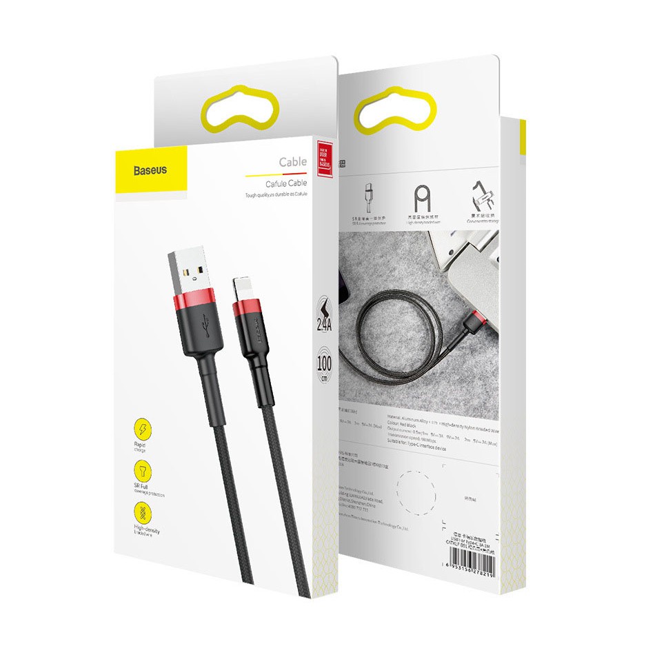 Cáp Lightning siêu bền dùng cho iPhone dài 1m / 2m - Baseus Cafule Cable