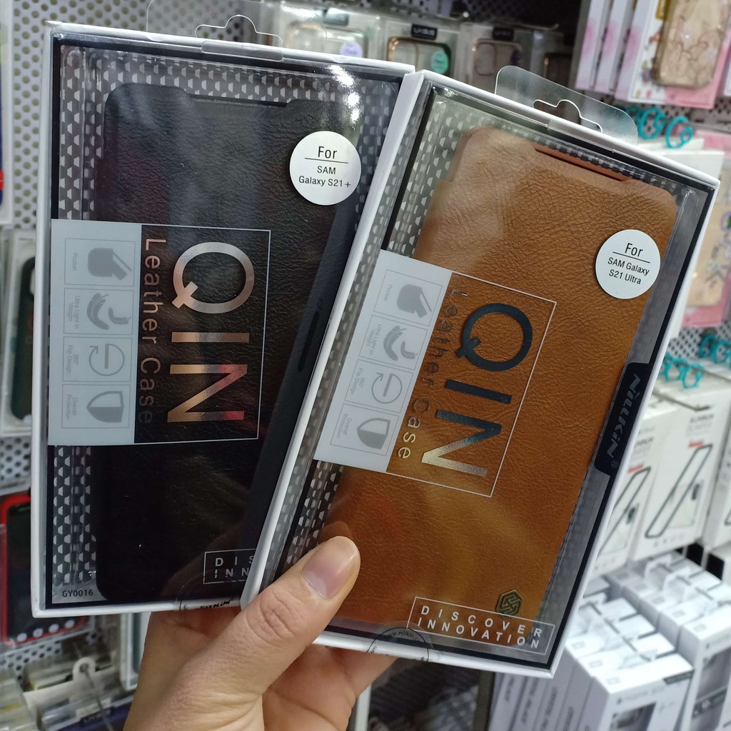 Bao Da Nillkin QIN Cho Galaxy S21+/ S21 Plus/ S21 Ultra Chính Hãng - Có Khe Cài Thẻ
