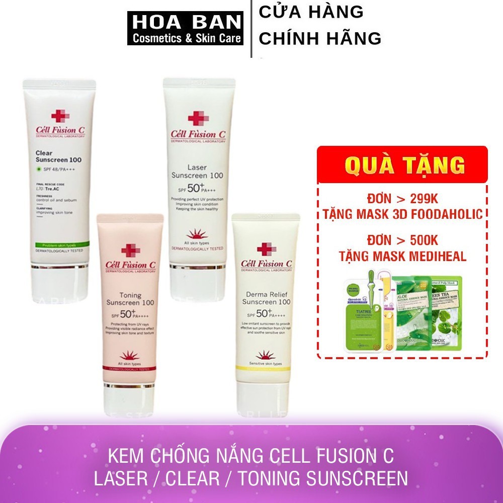 Kem chống nắng Cell Fusion C Laser / Clear / Toning Suncreen Đỏ / Xanh