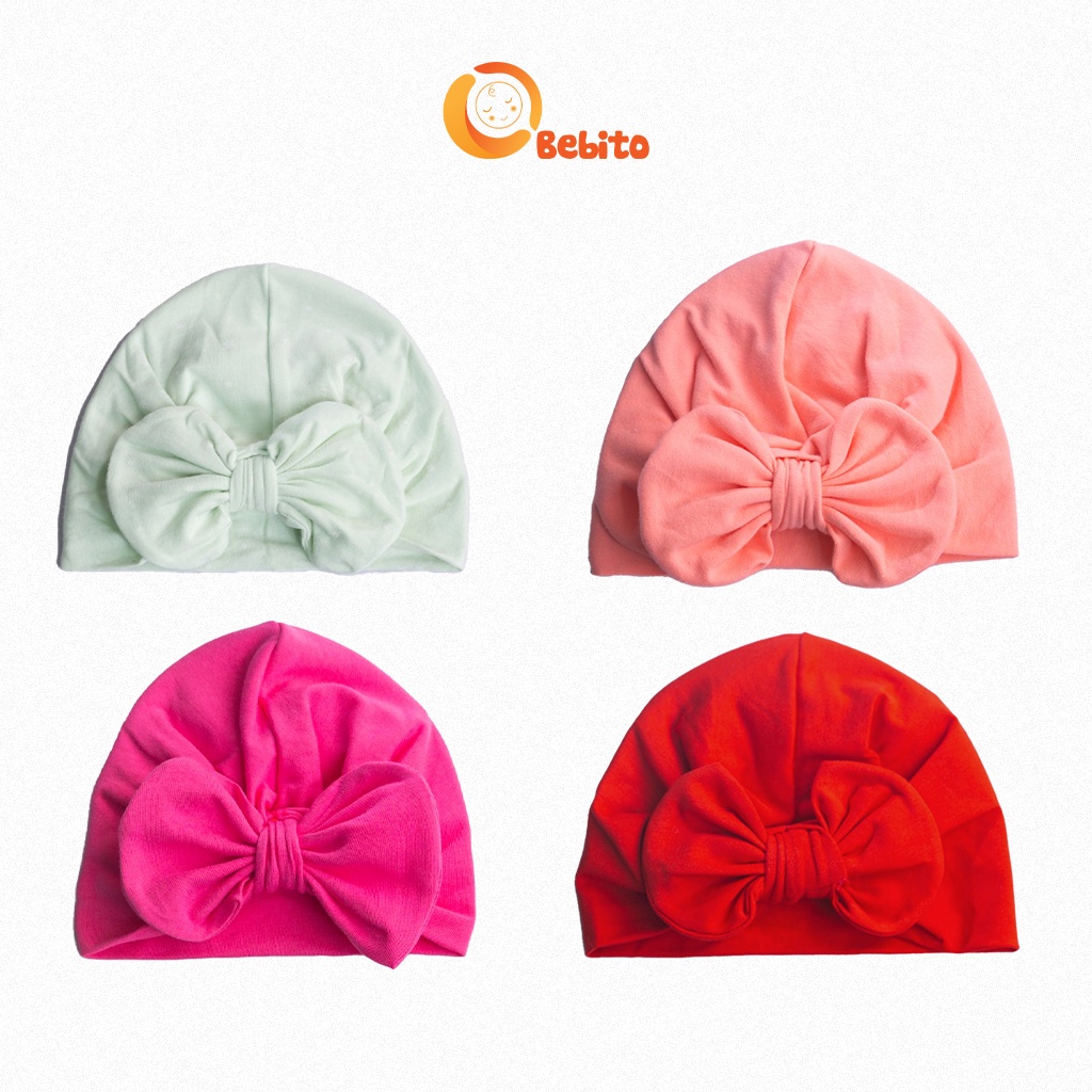 Mũ Nơ Băng Đô Cho Bé Gái Hàng Cao Cấp, Mũ Turban Bé Gái
