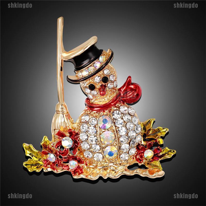 Huy hiệu cài áo hình người tuyết Giáng sinh đính đá thời trang