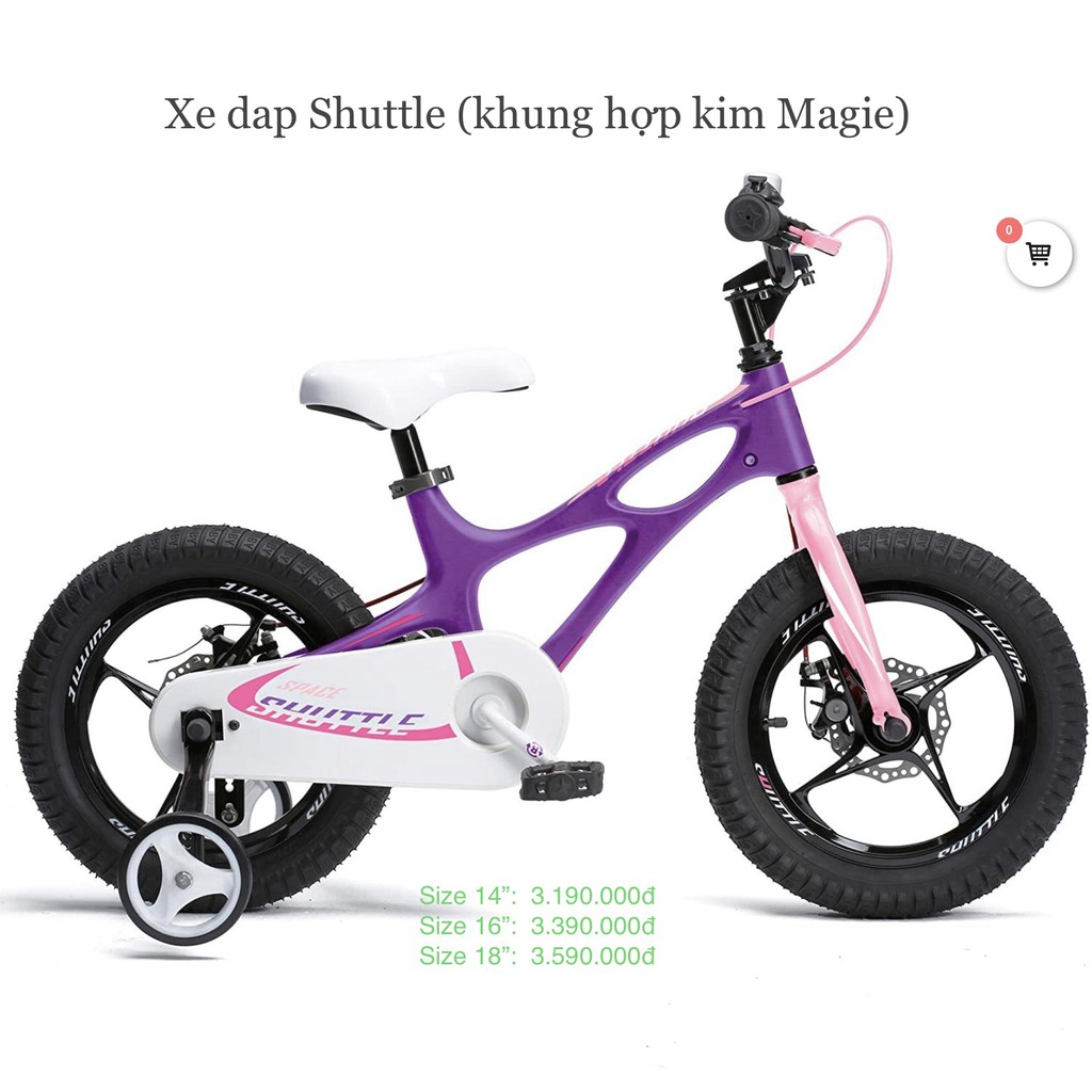 Size 16&quot; Xe đạp trẻ em Royal Baby Shuttle màu tím ( Royalbaby - xe đạp cho bé )