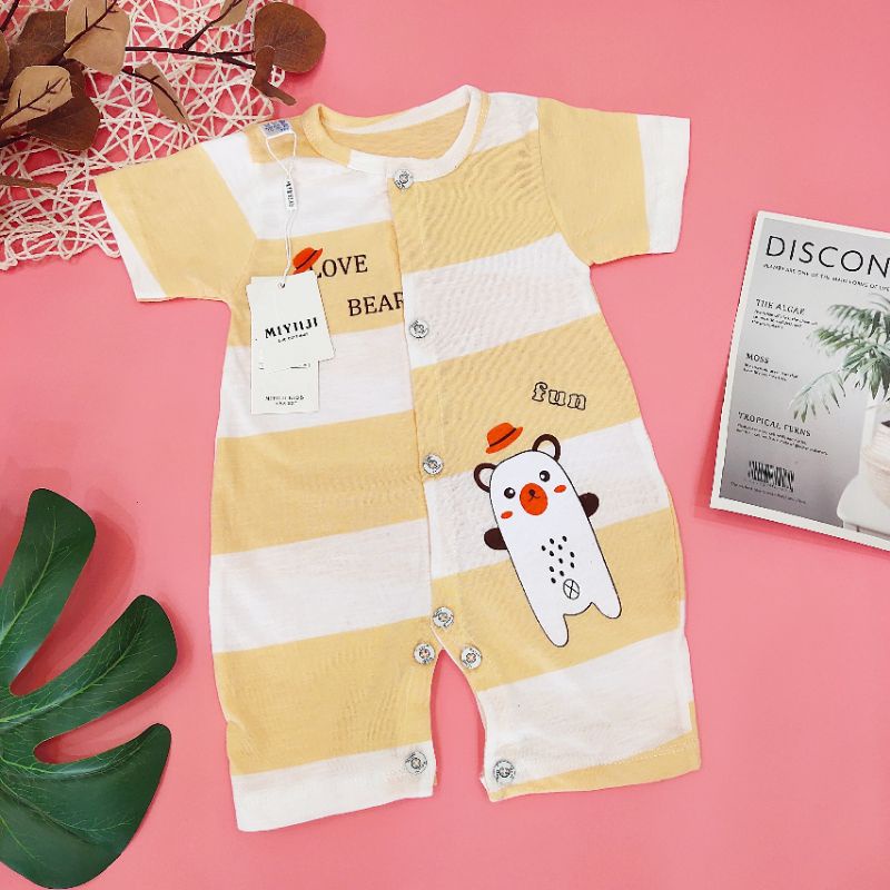 Body Cộc Cotton Kẻ Cho Bé 3-9KG