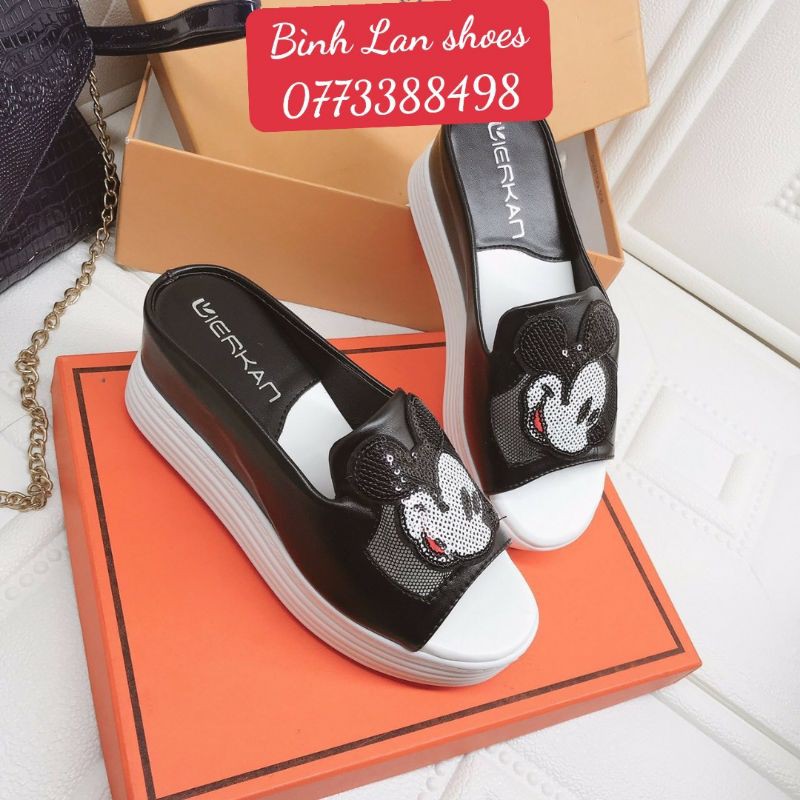 Dép xuồng 7 phân da pha lưới