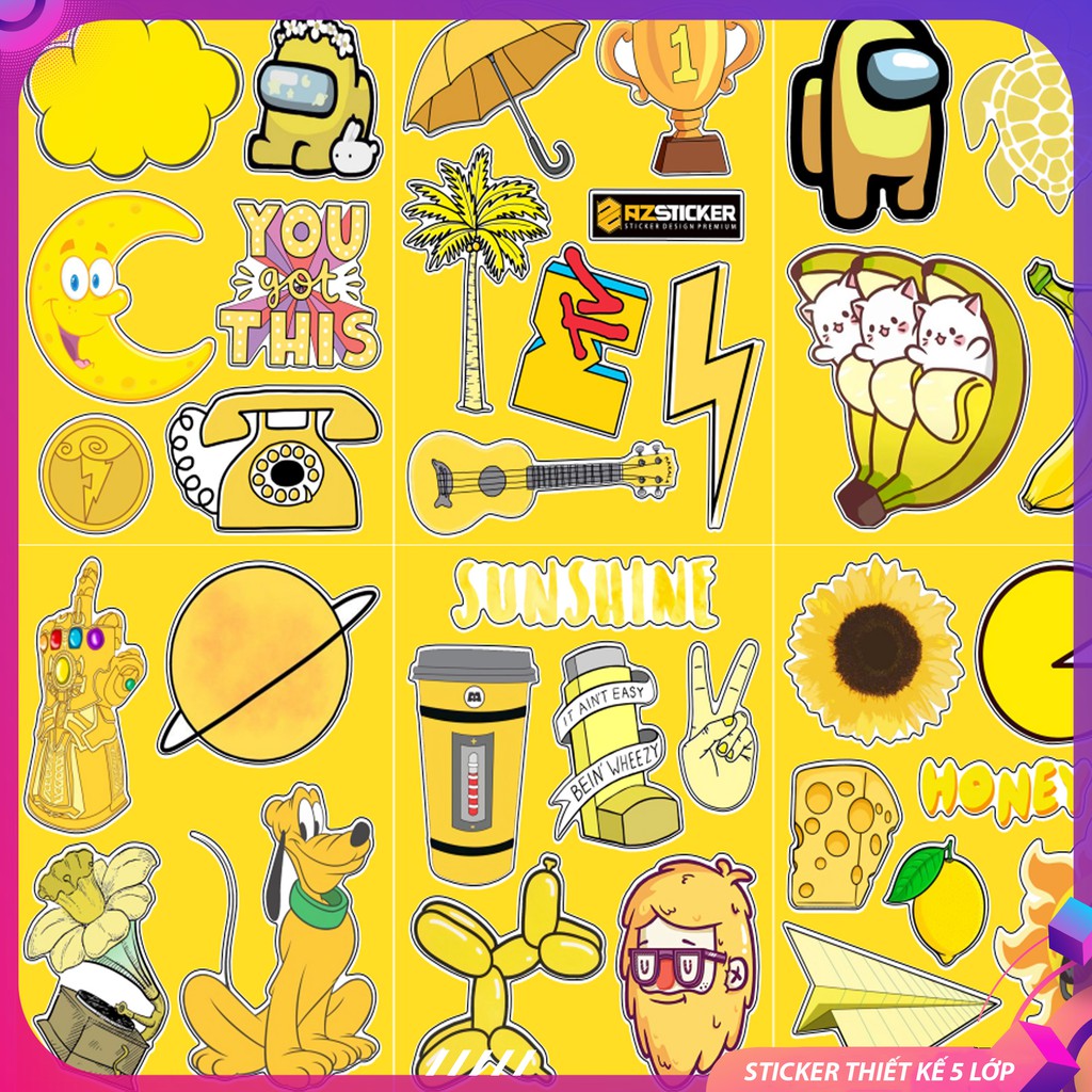 Set Sticker Vàng Pastel | Dán Nón Bảo Hiểm, Điện Thoại, Laptop, Bình Nước...Chống Nước, Chống Bay Màu