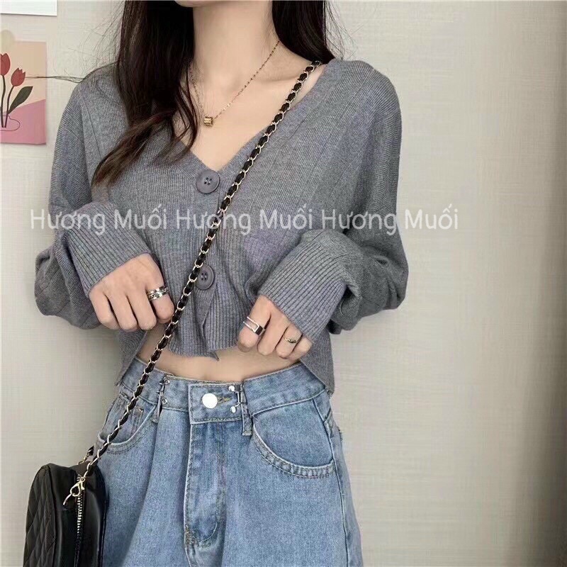 áo cardigan len croptop 2 cúc - hàng qC | BigBuy360 - bigbuy360.vn