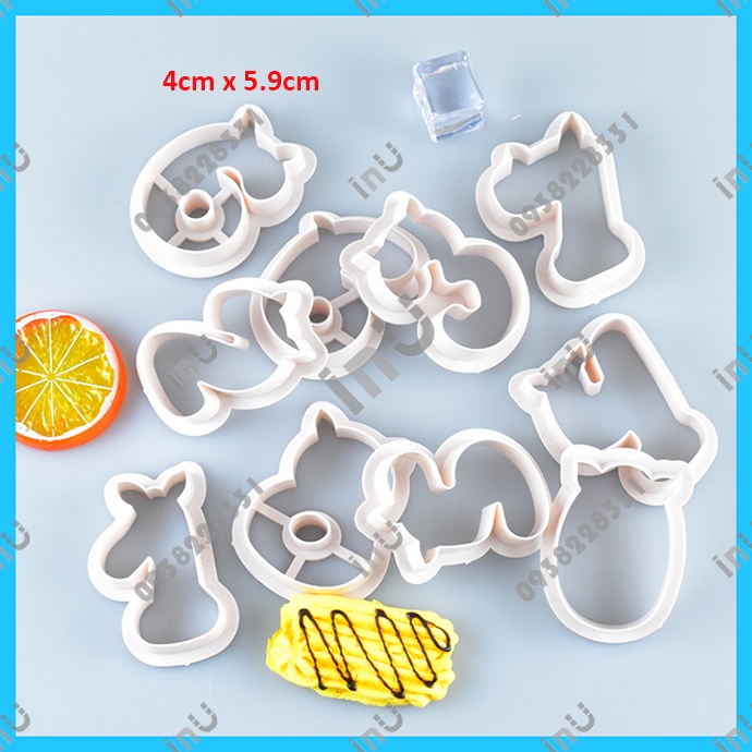 HCM - Bộ 10 khuôn cutter chữ số hoạt hình thú cắt bánh quy, nhấn fondant trang trí bánh
