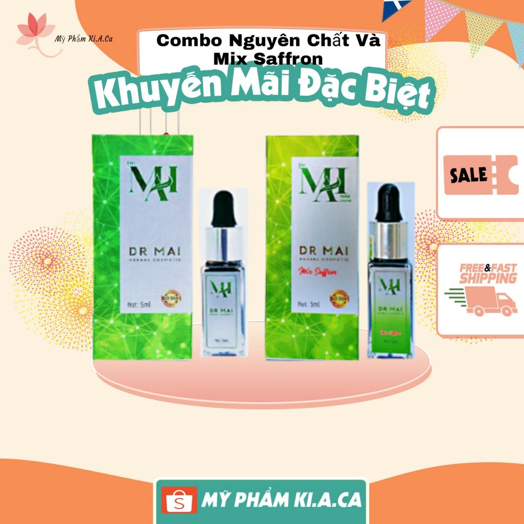 Dr mai Combo Nguyên Chất và Mix Saffron, Serum sạch mụn Dr Mai 5ml, lựa chọn hoàn hảo cho làn da mụn