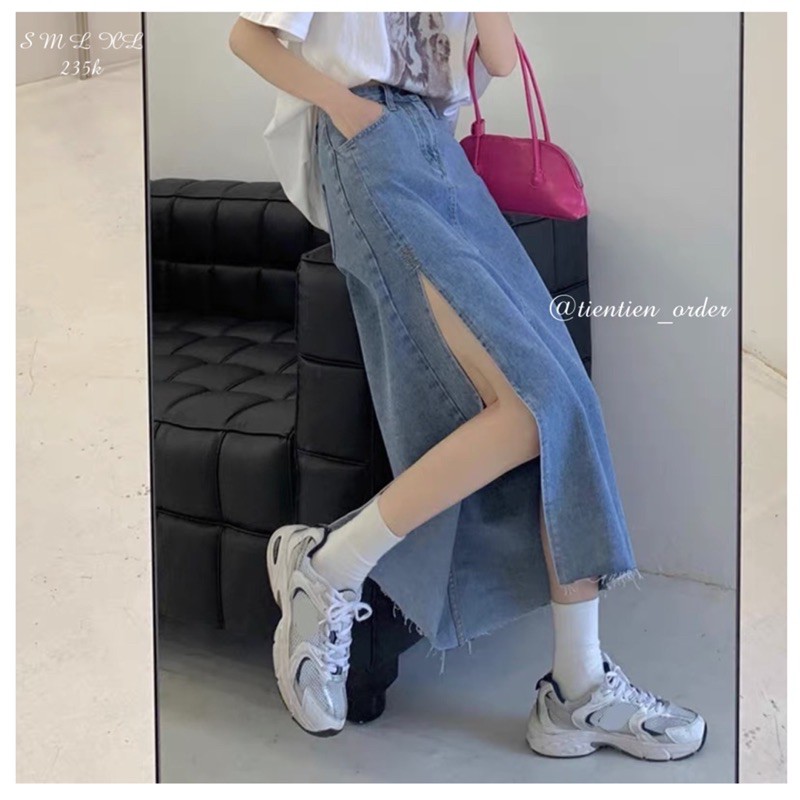 [ORDER] Chân váy jean xẻ vạt Ulzzang