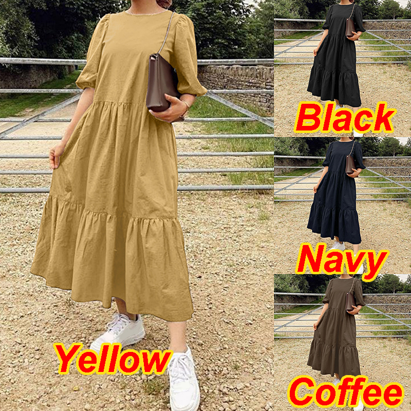 ZANZEA Đầm Maxi Với Thiết Kế Tay Phồng Nhiều Lớp Dành Cho Nữ | BigBuy360 - bigbuy360.vn