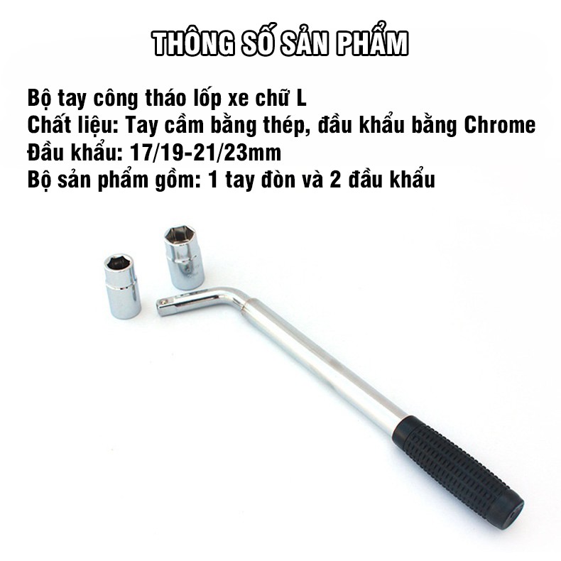 Bộ tay công tháo lốp xe ô tô 4 kích thước 17/19-21/23mm chắc chắn - cứu nguy trên đường