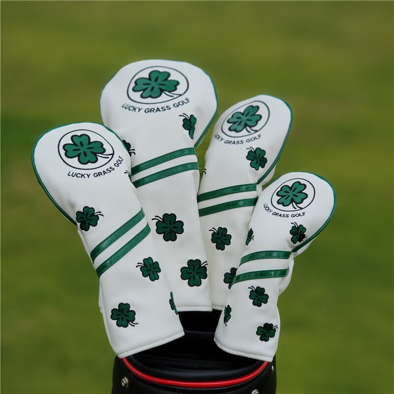 Four Leaf Clover Golf Club Headcover Gỗ Driver Fairway Hybrid No 1 3 5 UT Cover Da PU chống thấm nướ