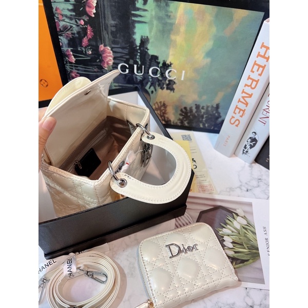 Túi dior lady 3 ô kèm ví