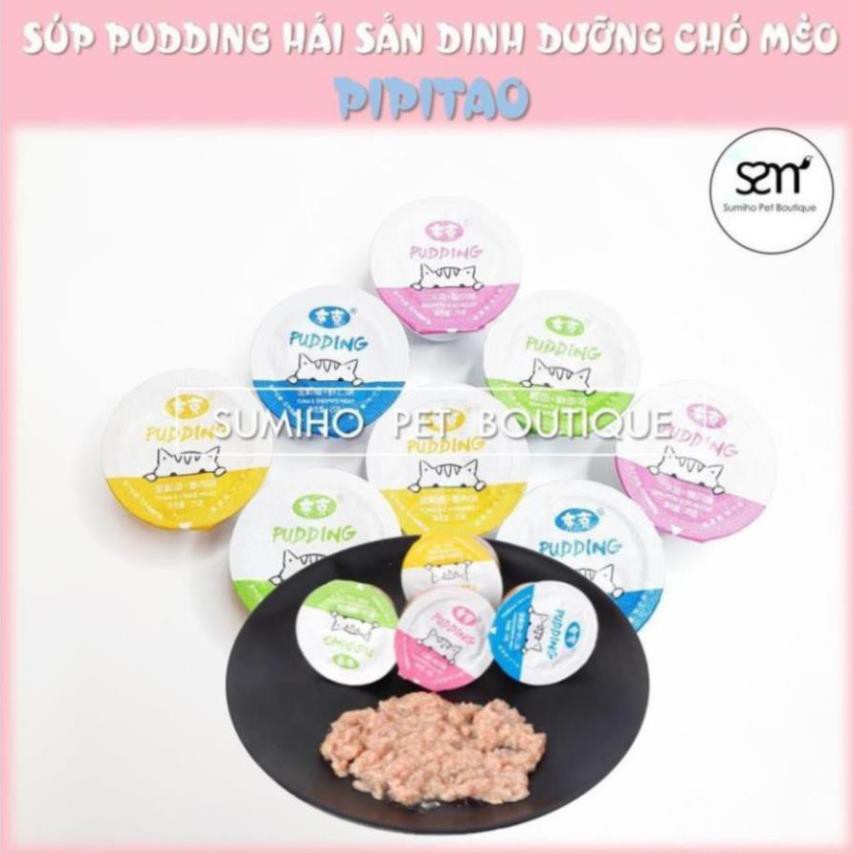 Súp dinh dưỡng vị hải sản cho chó mèo Pipitao (1 hũ nhỏ 25gr) dạng viên pudding