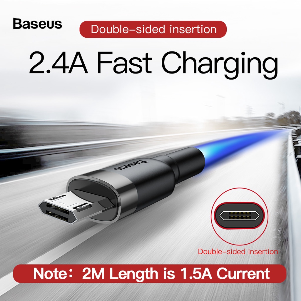 Baseus cáp micro USB 2.4A sạc nhanh và truyền dữ liệu cho điện thoại di động Xiaomi Redmi Samsung Huawei- HSHOP
