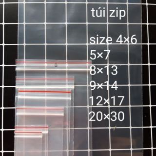 FREESHIP 1kg túi zip chỉ đỏ, túi vuốt mép được chọn nhiều size