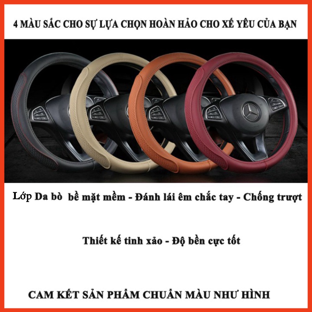 Bọc vô lăng ô tô,bọc tay lái ô tô cao cấp chất liệu da bò chống trượt thoáng khí siêu sang  siêu bền cho mọi loại xe