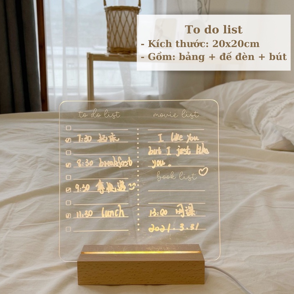Quà Tặng, Quà Lưu Niệm đèn Led để bàn gắn bảng Acrylic phát sáng kèm 1 bút