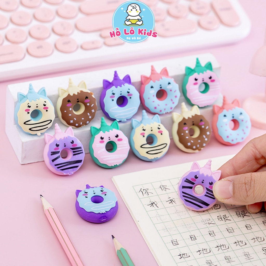 Gôm tẩy bút chì hình bánh rán cute dễ thương siêu sạch cho học sinh Hồ Lô kids