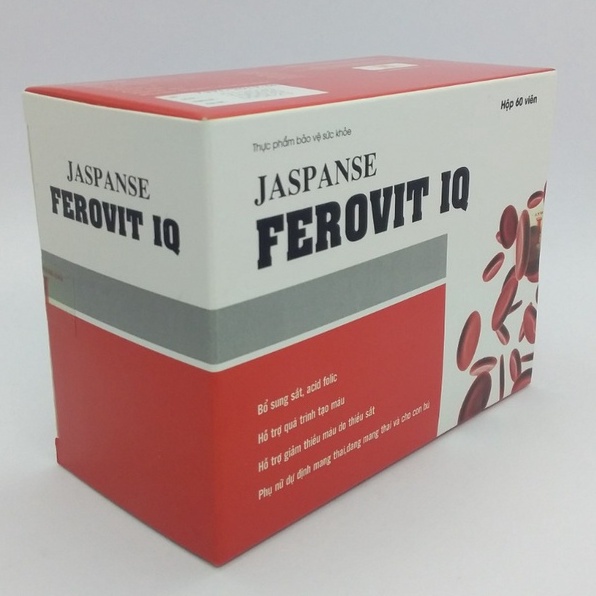 Jaspanse Ferovit IQ - Hỗ trợ bổ sung sắt cho bà bầu, acid folic hỗ trợ quá trình tạo máu (60 viên)