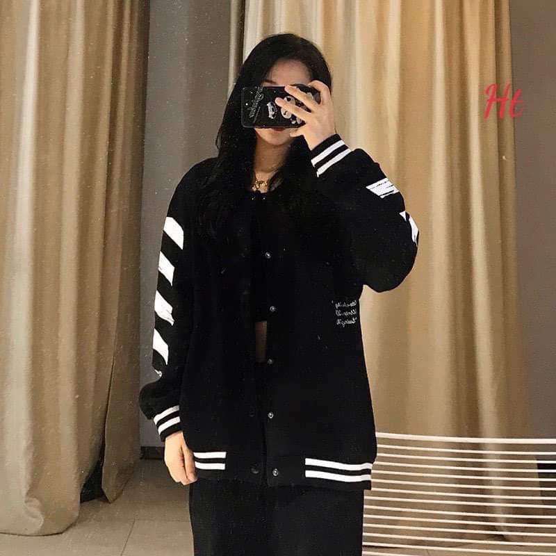 [Mã FAMARAL1 giảm 10K đơn 50K] Áo khoác bomber cổ bo tay chéo trắng HT11