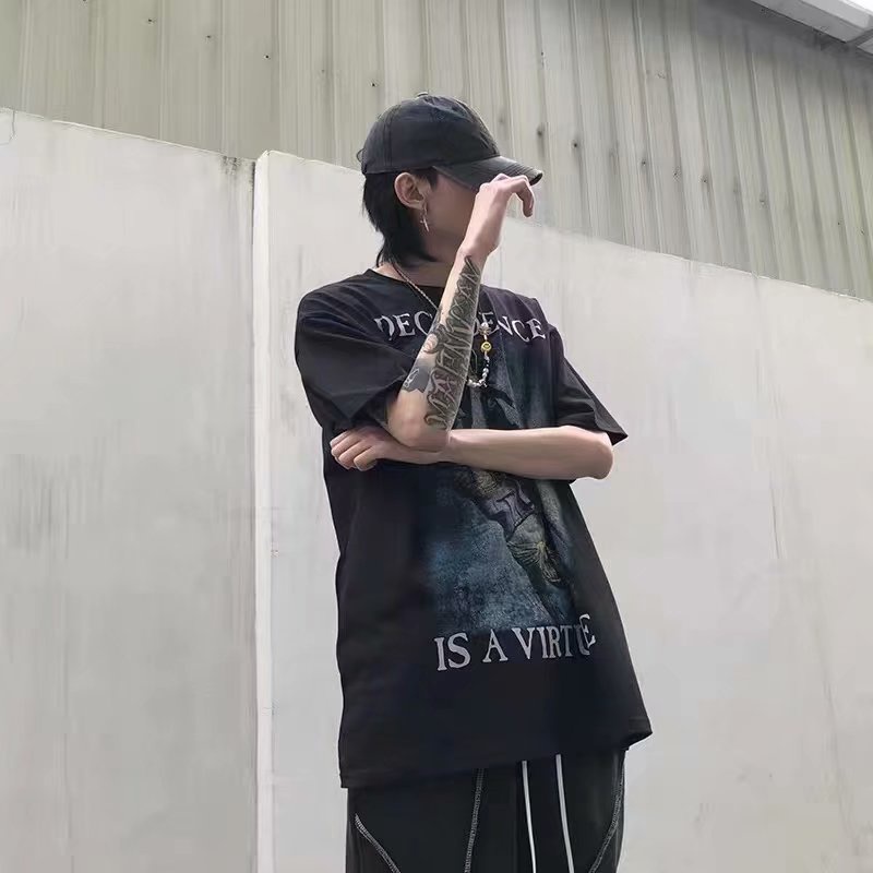 Áo Thun Dáng Rộng Tay Ngắn Phong Cách Thời Trang Hiphop Có Size M-8XL Dành Cho Nam Giới