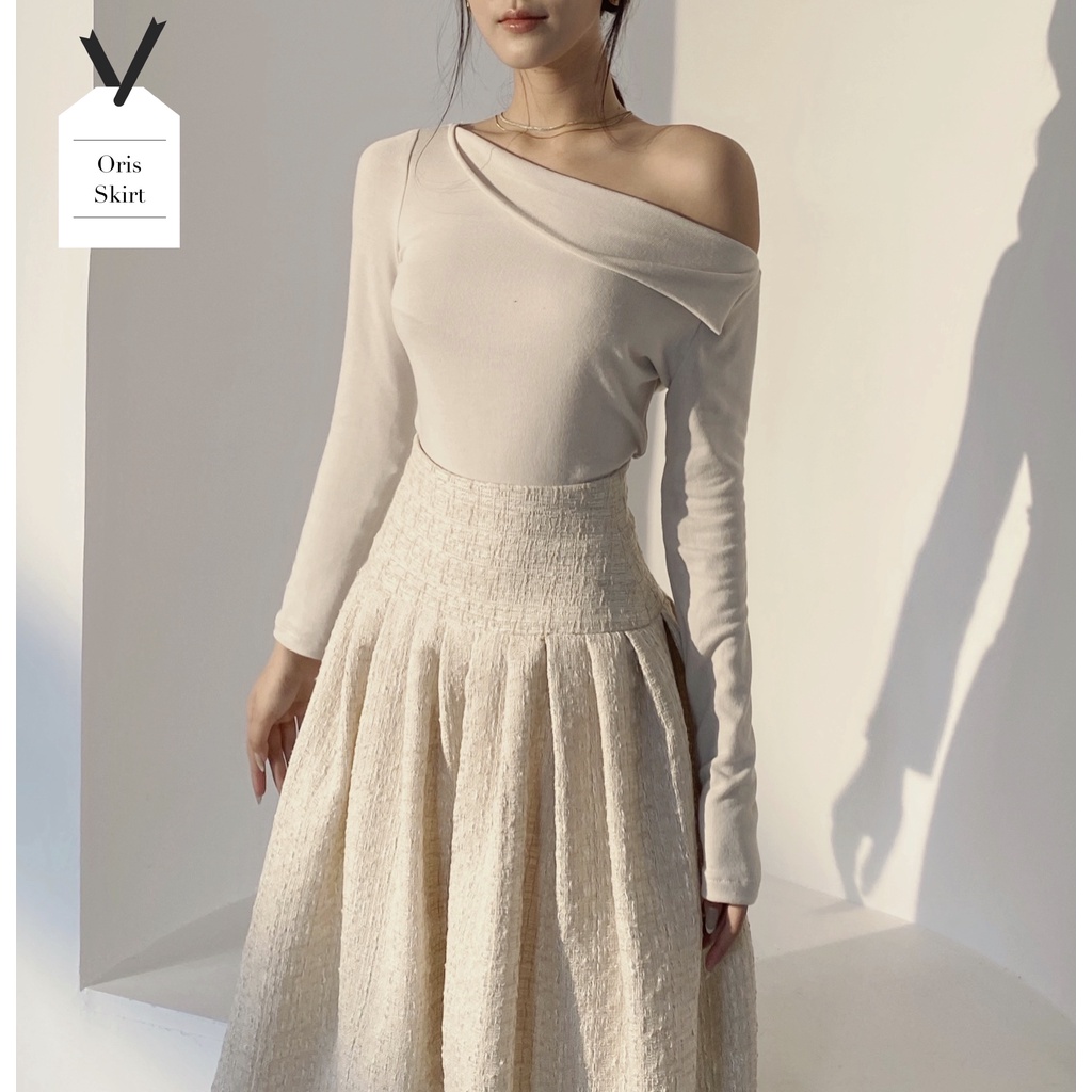 Chân váy dài midi tweed H.I.U ROOM, Oris skirt tweed hàn cao cấp dáng bồng H.I.U design 2021. | BigBuy360 - bigbuy360.vn