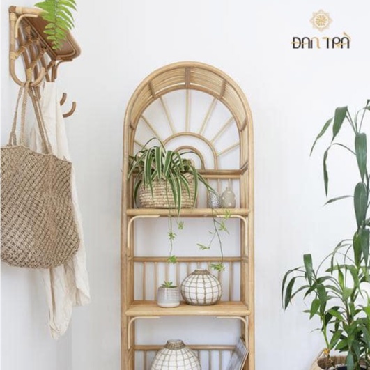 Kệ Mây Tia Nắng, Kệ Tủ Mây Đựng Sách Vòm Size 1m6, Kệ Mây Trang Trí, Kệ Mây Giá Rẻ, Kệ Mây ĐAN TRÀ, Nội Thất Mây Tre Đan