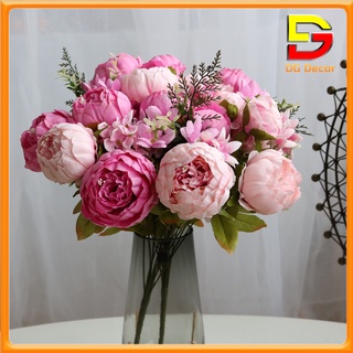 Hoa Giả Cành Hoa Mẫu Đơn 8 Bông Lớn Cao 50cm Sang Trọng Trang Trí Bàn Trà Văn Phòng Nhà Hàng DC-01