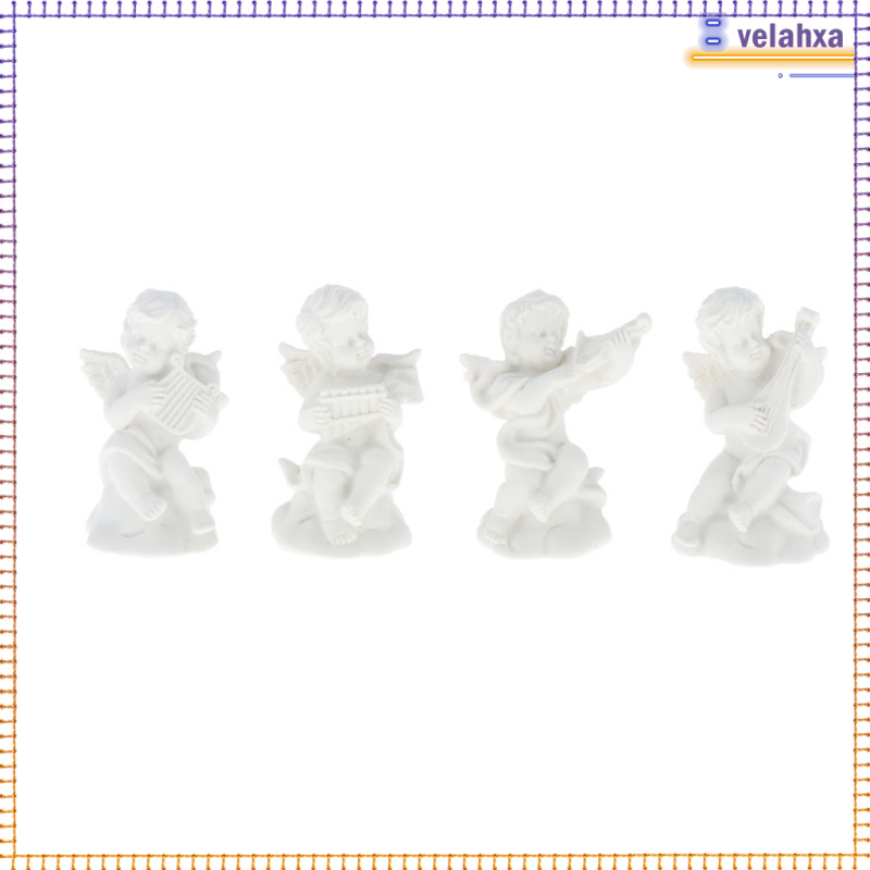 4Pcs 1/12 Scale Dollhouse Ornaments White Angel Music Performer, Collectible Miniature Figurines for Home Office Outdoor Decor, 1.57x1.57x2.36inch