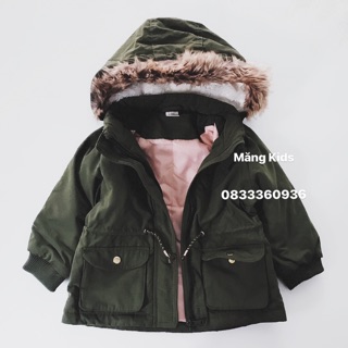 Áo Khoác Parka Kaki Mềm Lót Lông Cừu