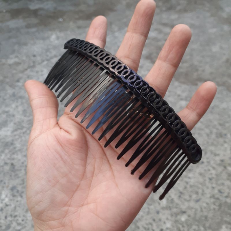 Lược cài tóc nhựa mềm kim tiền màu đen