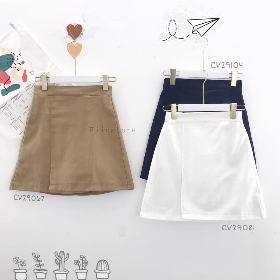Chân váy chữ A kaki Đen/Be - Fiinstore