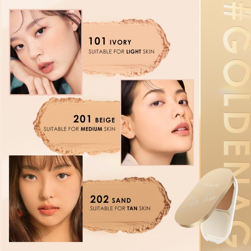 Phấn phủ dạng nén Focallure 10g trọng lượng nhẹ hỗ trợ che phủ lỗ chân lông hiệu quả