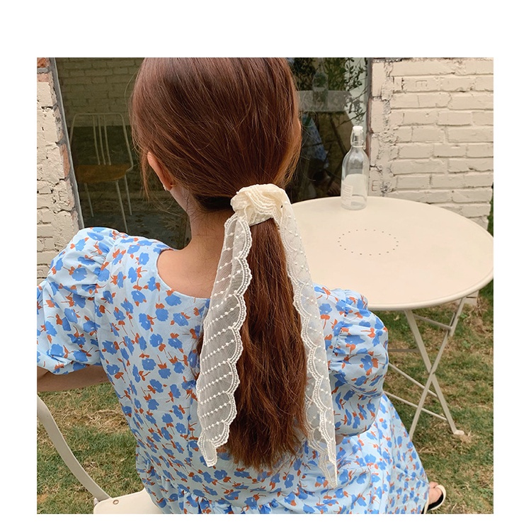 Băng Đô Cài Tóc Phối Ren Và Ngọc Trai Dễ Thương Phong Cách Hàn Quốc