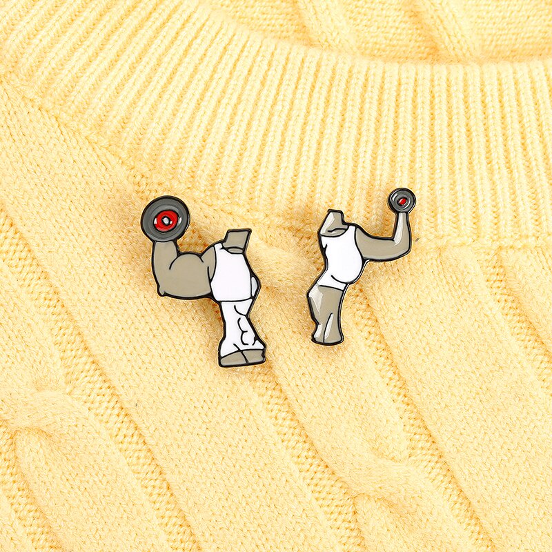 Huy hiệu cài áo kim loại tráng men hình quả tạ thể dục thể thao