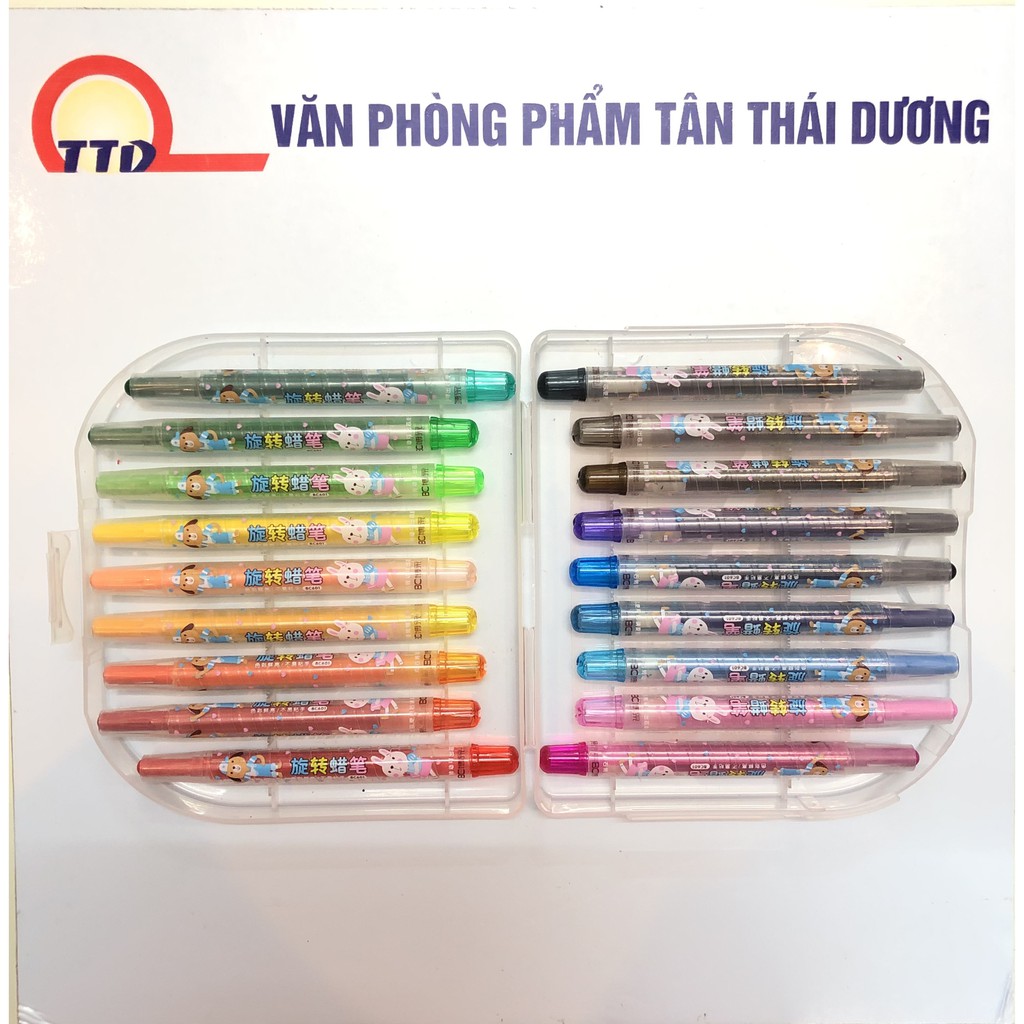 Bút Sáp Vặn 12, 18, 24 Màu Hàng Đẹp_Có Hộp Đựng Siêu Xinh