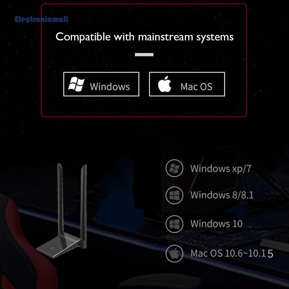 ElectronicMall01 6B60 1300M Wireless Network Card Adapter 2.4GHz 5.8GHz WiFi Receiver Dongle