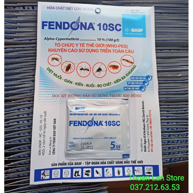 FENDONA 10SC - Thuốc Trị Kiến, Gián, Muỗi... gói 5ml