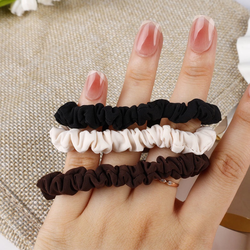 Dây Buộc Tóc Cao Su Nylon Co Giãn Màu Đen Trơn Đơn Giản Dành Cho Nữ