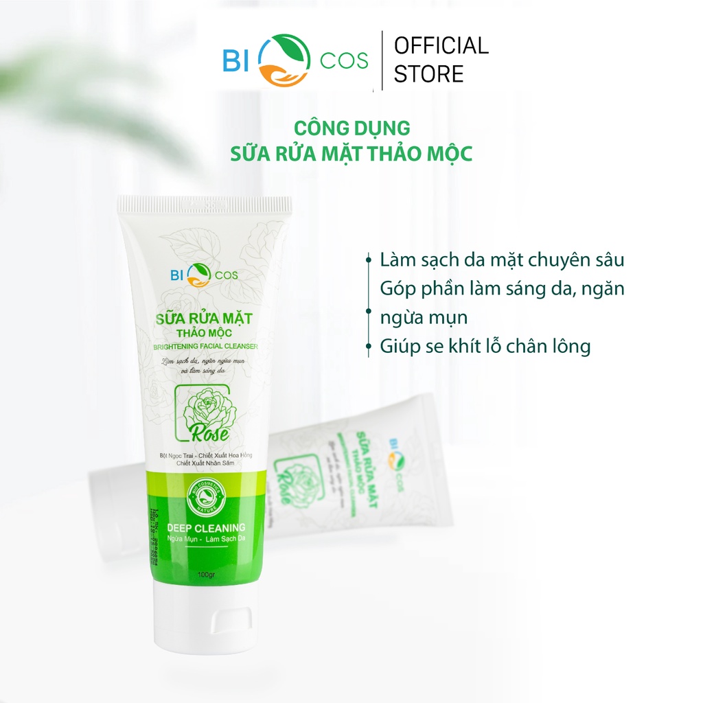 Sữa Rửa Mặt Thảo Mộc BIOCOS 100g - Sạch Sâu, Hết Dầu, Ngăn Mụn
