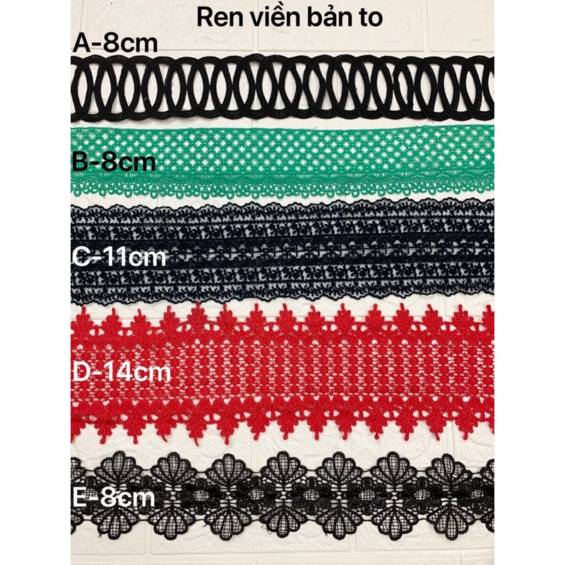 1m Ren viền trang trí quần áo, ren chỉ thêu, ren thêu nhiều màu
